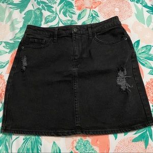 Black denim skirt